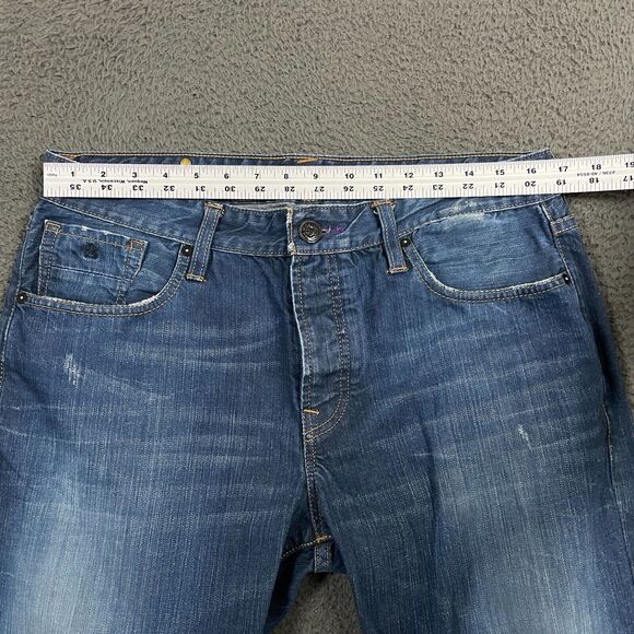 Scotch & Soda Jeans Mens 34x32 Blue Ralston Slim Fit Dark Wash Button Fly - Picture 13 of 16